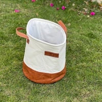 سلة قماش مدمج بجلد