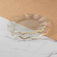 صحن زجاج شفاف بأطراف ذهبيه