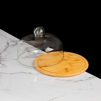 تقديمة خشب بغطاء زجاج