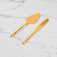 طقم سكين كيك ذهبي