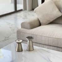 حامل شمع سيراميك فضي