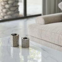 حامل شمع سيراميك فضي