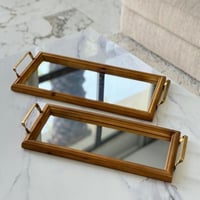 صينية تقديم خشب بسطح مرايا