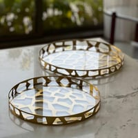 صينية تقديم ذهبية بطبقة اكريلك