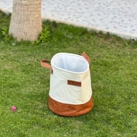 سلة قماش مدمج بجلد