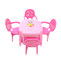 طقم طاولة و 4 كراسي وردي