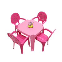 طقم طاولة و 4 كراسي وردي