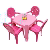 طقم طاولة و 4 كراسي وردي