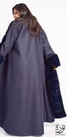 عباية شتوي بياقه فرو كامل عريض كحلي
