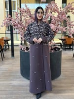 عبايه شتويه جوخ لون موف مشجرة