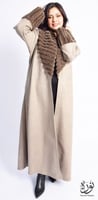عباية شتوية قماش شمواه مع فرو لون بيج