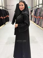 عبايه قماش كتان هاري بالجنب