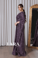 فستان سهره مخصر باكمام كيب لون ارجواني