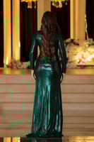 فستان لامع بحزام الكريستال