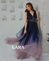 فستان تل سهرة مطرز الصدر