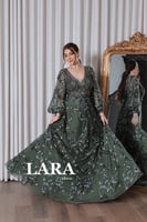 فستان سهرة فخم بتطريز ورود من الترتر