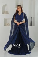 فستان سهرة ناعم فصوص من الخصر