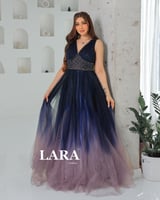 فستان تل سهرة مطرز الصدر