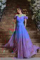 فستان فاخر بتدرجات الأزرق والبنفسجي، تصميم أنيق بأ...