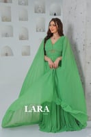 فستان سهرة شيفون حرير تفاحي