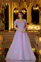 فستان سهرة مزين بفصوص