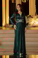 فستان لامع بحزام الكريستال