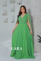 فستان سهرة شيفون حرير تفاحي