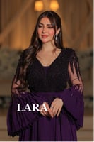 فستان سهرة فاخر بلون ليلكيي مرصع بالخرز