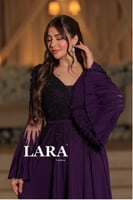 فستان سهرة فاخر بلون ليلكيي مرصع بالخرز