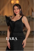 "فستان اسود فاخر بلمسات ترتر فخمة وتصميم مميز على...