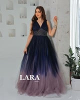 فستان تل سهرة مطرز الصدر