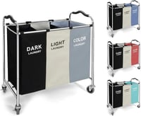 ترابيكس - سلة غسيل معدنية بـ 3 أقسام وعجلات متحركة...