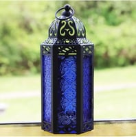 فانوس زجاجي ومعدني فاخر بألوان متعددة حجم كبير