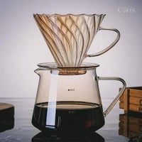 طقم تقطير زجاجي كريستالي - 02 كهرمان | V60 Dripper