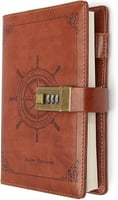 دفتر يوميات جلد بني بتصميم دومان عتيق بي 6 مع قفل...