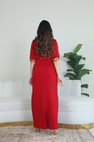 فستان طويل سهرة للمناسبات راقي اللون الاحمر