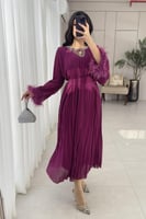 فستان فخم بلاسيه قصه واسعه مرصع بالكريستال على الص...