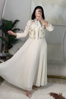 فستان فخم للمناسبات قطعتين جاكيت فخم مرصع بالكريست...