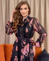 فستان مورد نسائي ناعم ميدي