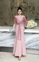 فستان السهره كريب صيفي مرصع بالكريستال النثر