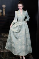 فستان جاكار مطرز مع مكس الساتان