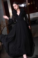 فستان طويل بلاسيه انيق صدر مورد