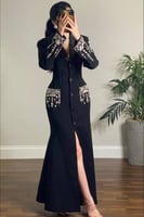 فستان طويل سهرة كريب استرتش صيفي