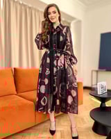 فستان مورد نسائي ناعم ميدي