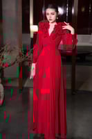 فستان طويل بلاسيه انيق صدر مورد