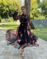 فستان مورد نسائي ناعم ميدي