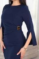 فستان طويل سواريه انيق بقصة مزمومة على الخصر اللون...