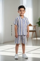 طقم ولادي مقلم بأزرق