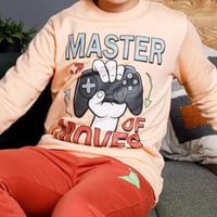 بيجامة اولادي ميلتون مطبوعة DTF يد فيها قبضة بلايس...