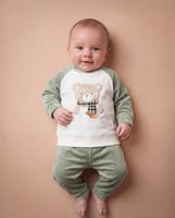 بيجامة بيبي اولادي قطيفة اكمام ريجلام مطرزة دبدوب...